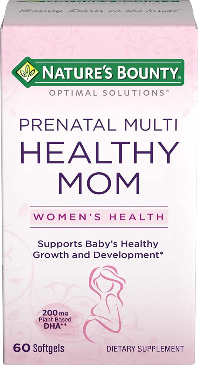 Multivitamínico prenatal, apoya el crecimiento y desarrollo saludables del bebé, 60 cápsulas
