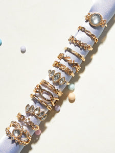 13 piezas de decoración de diamantes de imitación y anillos de diseño de cadena