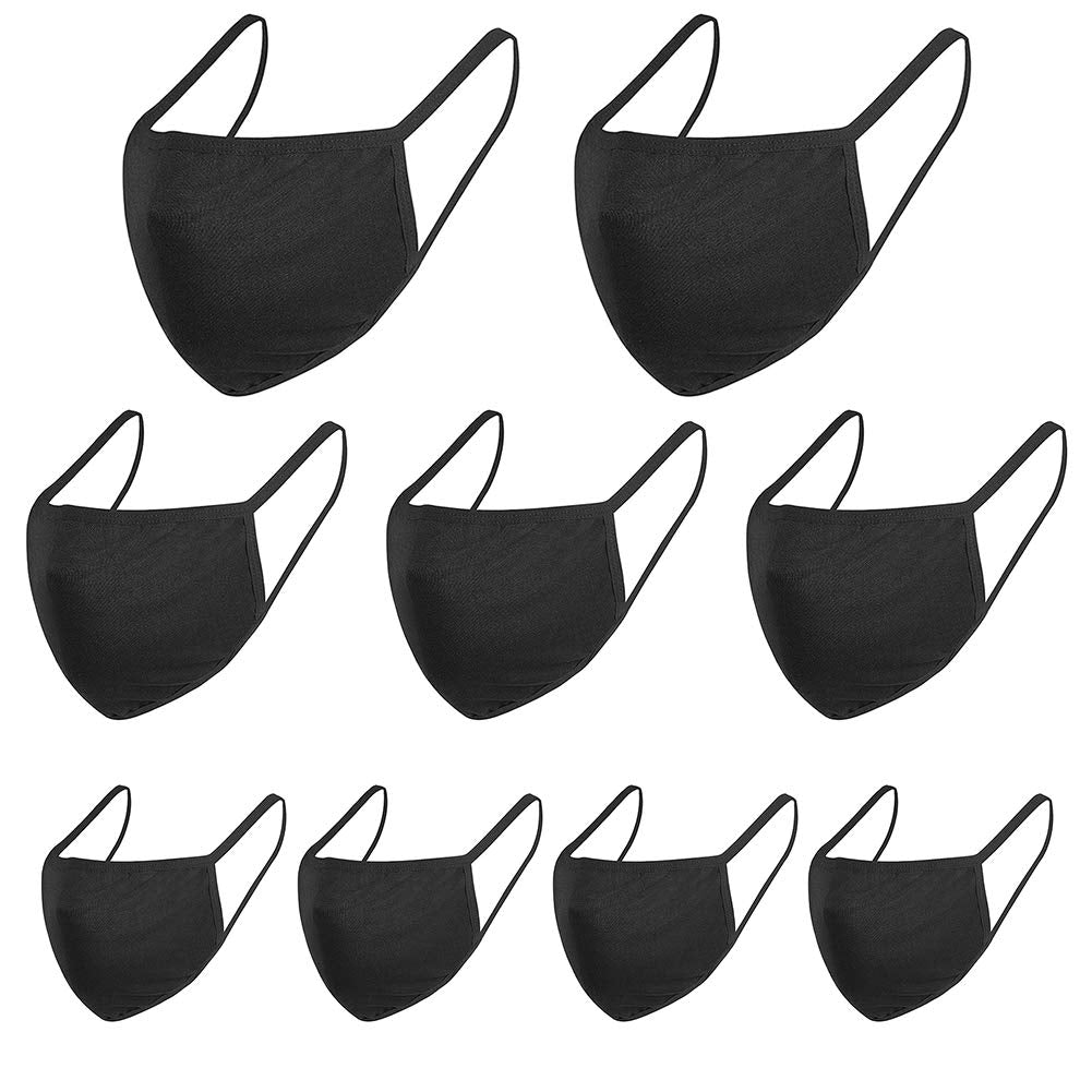 Tela de algodón reutilizable, protector de moda, algodón negro unisex, lavable (9PCS)