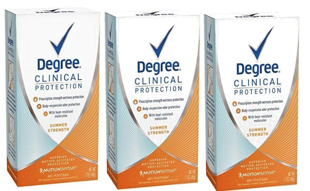 DEGREE GRADO Protección clínica verano fuerza antitranspirante desodorante, 1.7 oz (paquete de 3)