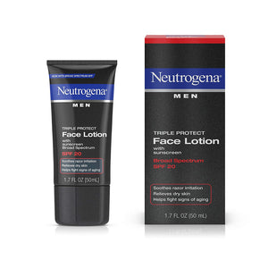 Neutrogena Loción facial Triple Protect para hombres, SPF 20, 1.7 onzas