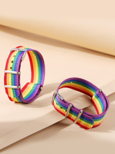 Cargar imagen en el visor de la galería, Pulsera de cinturón con patrón de rayas arcoíris LGBT de 2 piezas ✅
