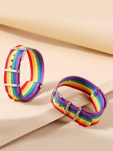 Pulsera con patrón de rayas arcoíris LGBT de 2 piezas