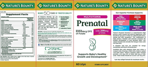 Multivitamínico prenatal con 200 mg de DHA, 60 unidades