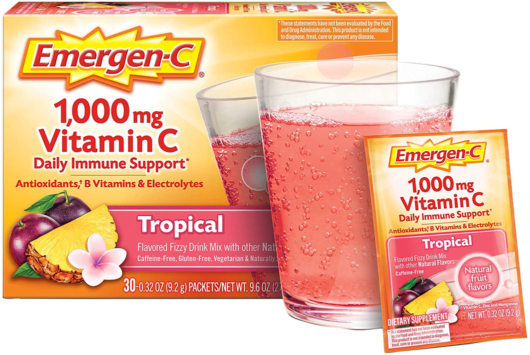 Mezcla para suplemento dietético bebible Emergen-C- 30 paquetes- Sabor Tropical