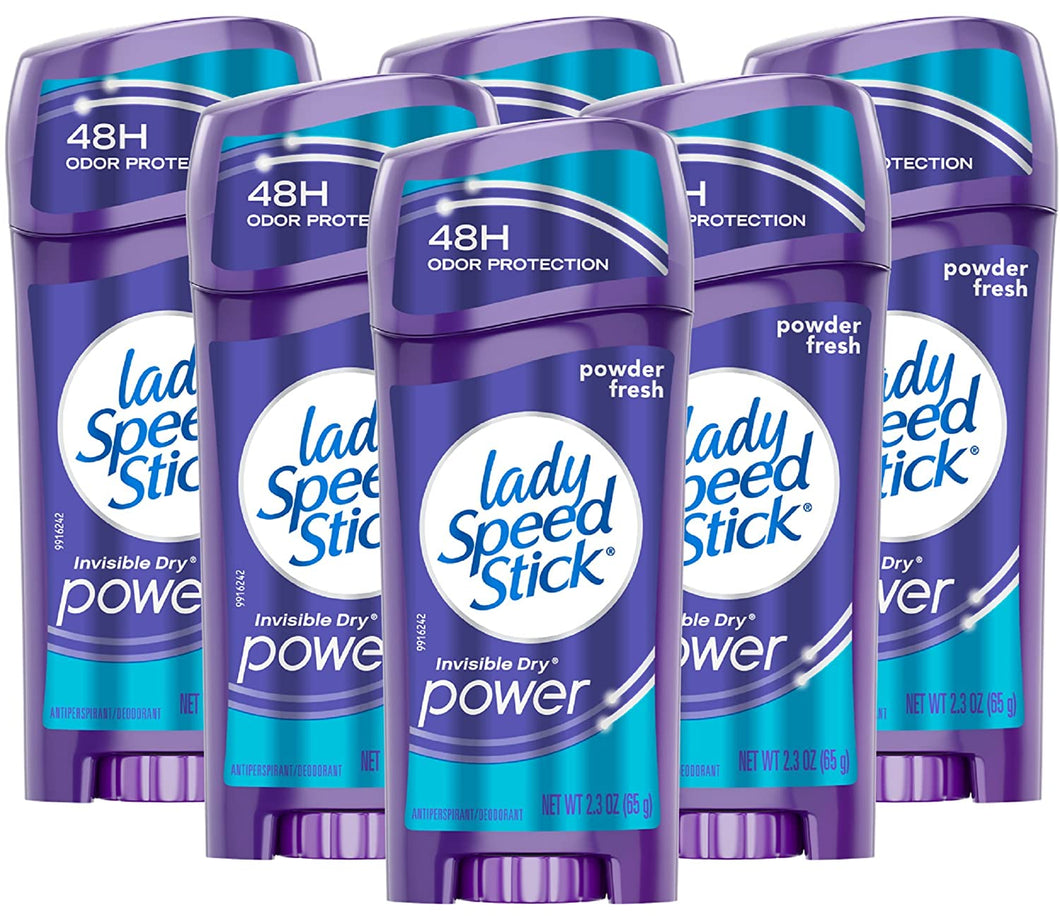 Lady Speed - Antitranspirante en barra, polvo, fresco, 2,3 onzas (paquete de 6)
