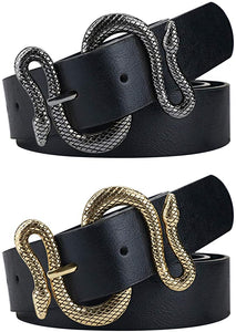 Cinturones para mujer de cuero de moda con hebilla de serpiente NDP13