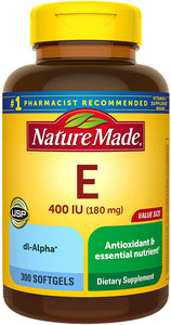 Vitamina E 180 mg, 400 UI dl-Alpha Cápsulas blandas