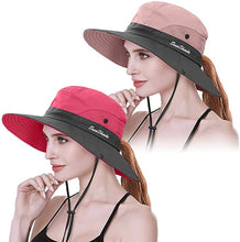 Cargar imagen en el visor de la galería, 2 piezas para mujer de cola de caballo protección UV sombrero de sol  NDP27
