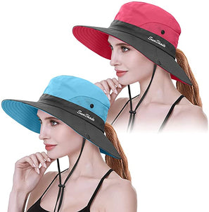 2 piezas para mujer de cola de caballo protección UV sombrero de sol  NDP27