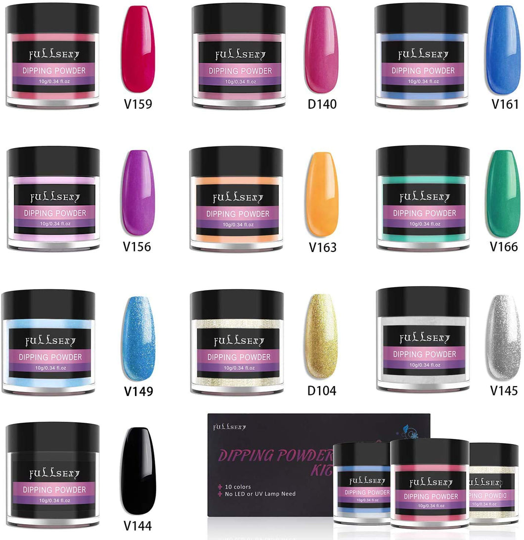 Juego de 10 colores de polvo para uñas- Azul