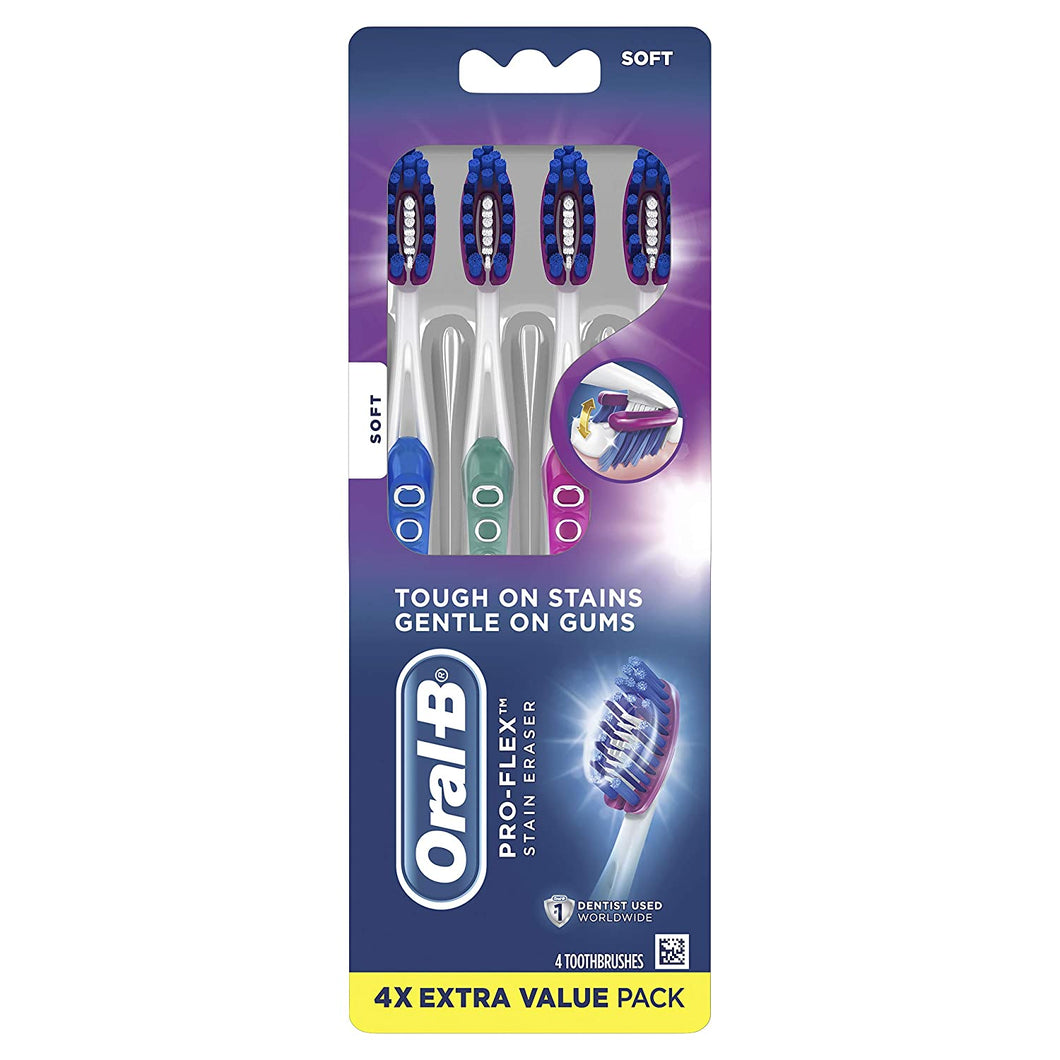 Oral-B 3D Luxe Pro-Flex Cepillo de dientes suave manual, Paquete de 4 cepillos NDP7
