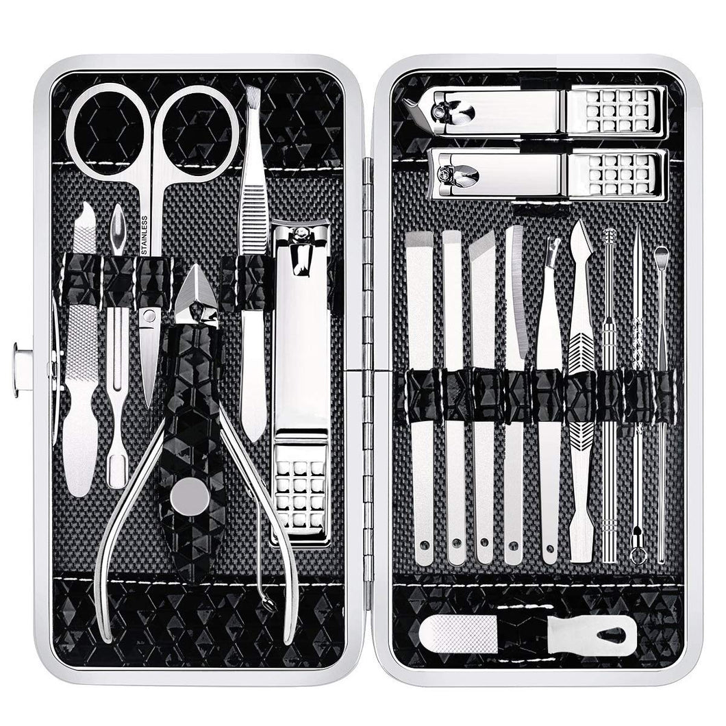 Juego de manicura de 18 piezas de acero inoxidable