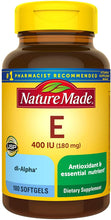 Cargar imagen en el visor de la galería, Vitamina E 180 mg, 400 UI dl-Alpha Cápsulas blandas
