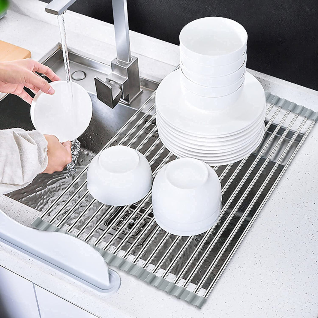 Estante de acero inoxidable, plegable, de 17.7 x 13.8 in, para fregadero NDP140