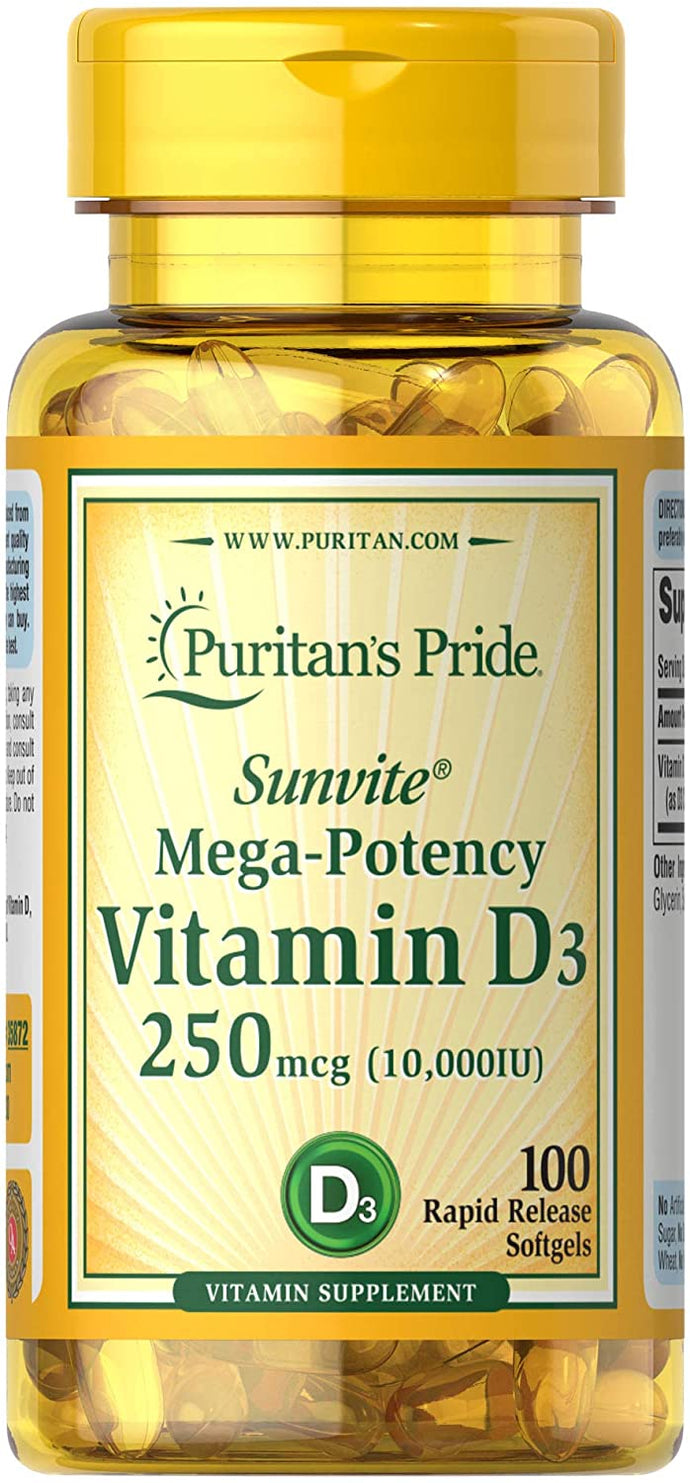 Vitamina D3 10,000 UI, 100 unidades