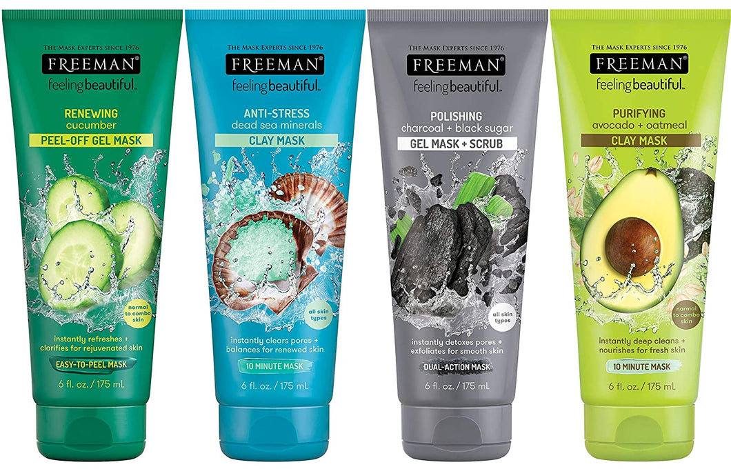 Paquete variado de mascarillas faciales 6oz, paquete de 4