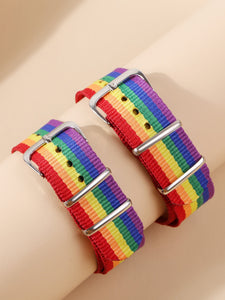 Pulsera de cinturón con patrón de rayas arcoíris LGBT de 2 piezas ✅