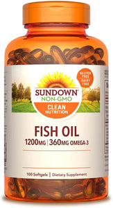 Aceite de pescado 1200mg, Omega 3 natural, 100 cápsulas blandas