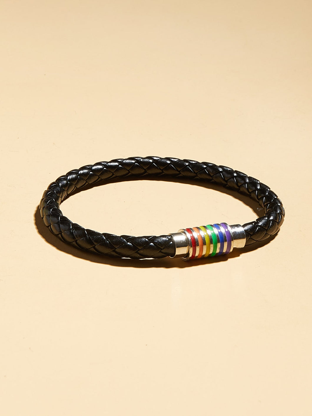 Pulsera trenzada de rayas arcoíris