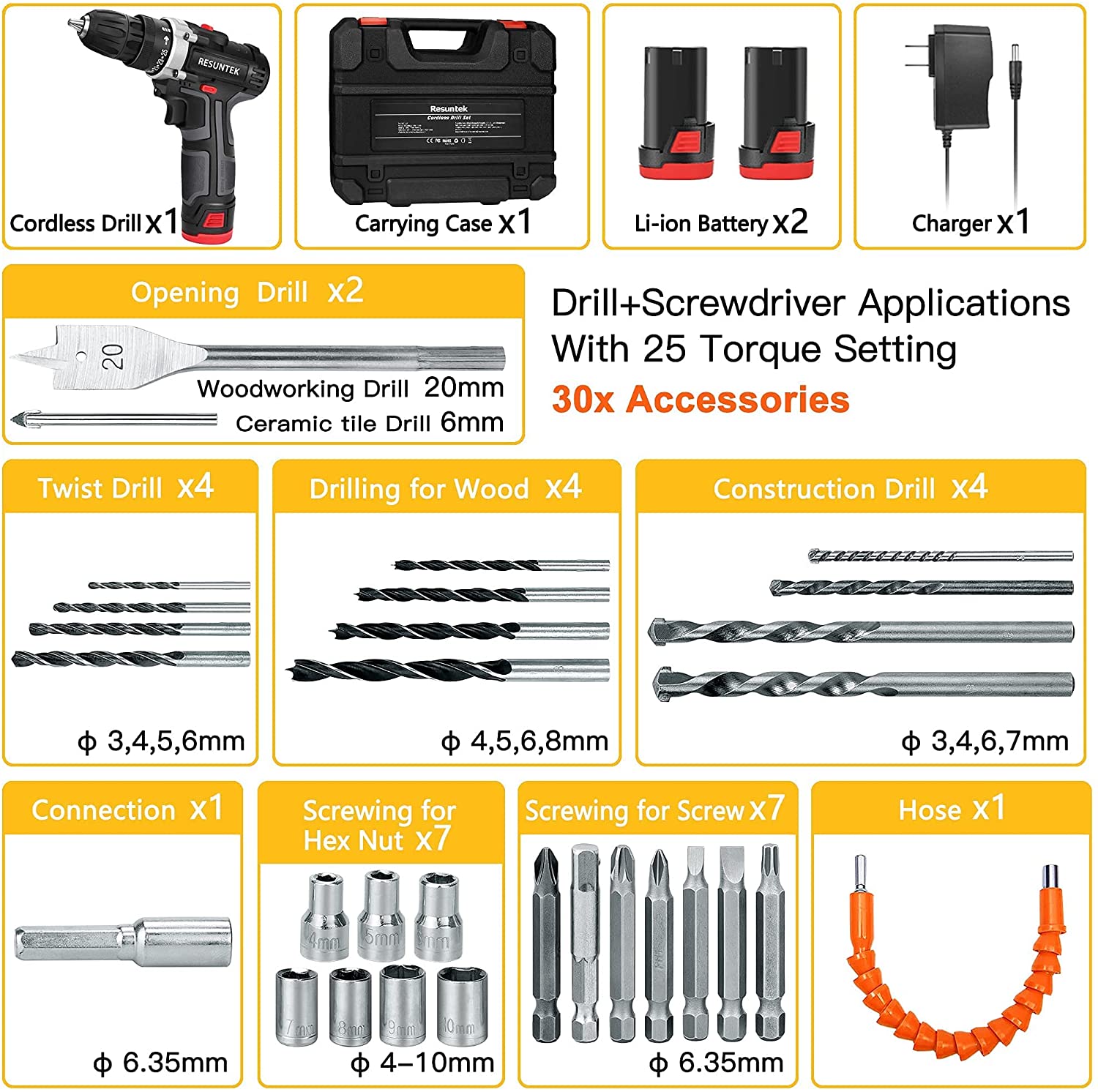 Taladro Atornillador Inalámbrico Delphi 12V - Kit Con 2 Baterías, Maletín Y Accesorios Para Bricolaje