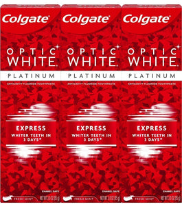 Colgate Optic White – Pasta dental blanqueadora, Menta espumosa, 3 paquete de